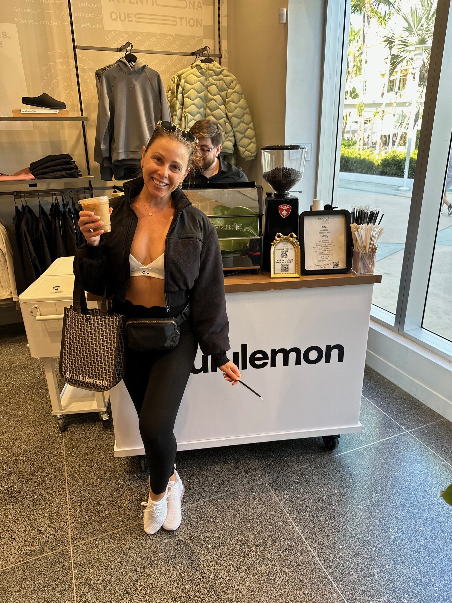 coffee cart in miami at lululemon